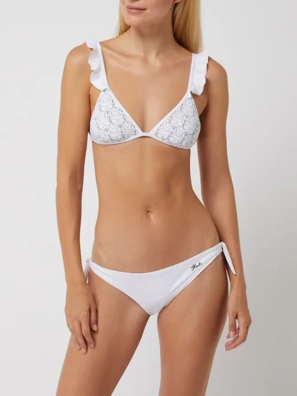 Budget ? Karl Lagerfeld Beachwear ? Bikini-Oberteil In Triangel-Form Mit Logo-Muster – Weiß ? 1