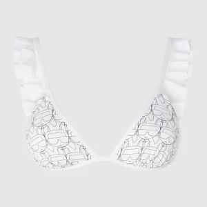 Budget ? Karl Lagerfeld Beachwear ? Bikini-Oberteil In Triangel-Form Mit Logo-Muster – Weiß ? 9