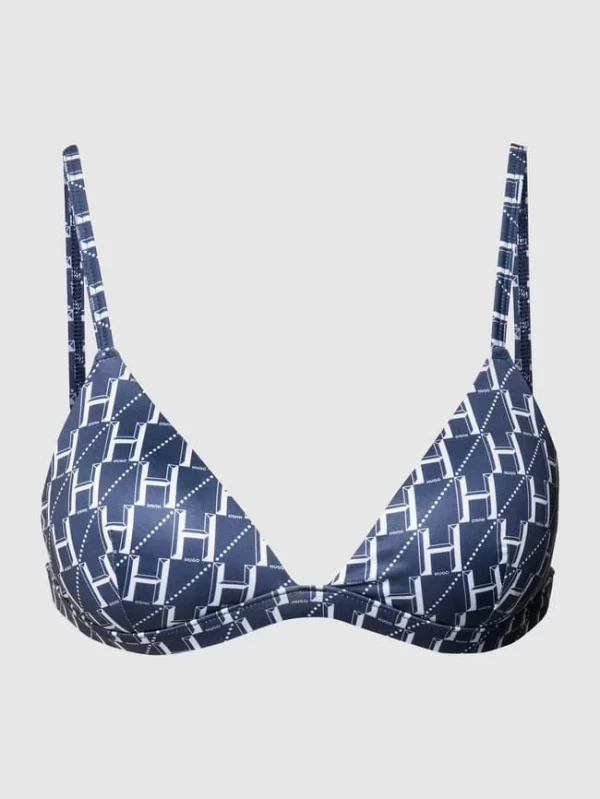 Besorgen ? HUGO ? Bikini-Oberteil In Triangel-Form Modell ‘TRIANGEL MONOGRAM’ – Marineblau ? 3